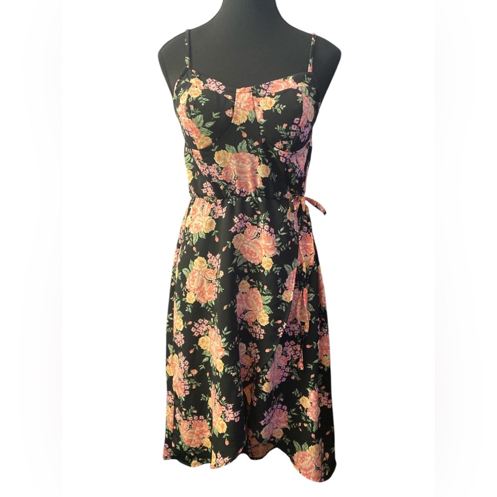 Lily Rose Floral Black Dress EUC  S
